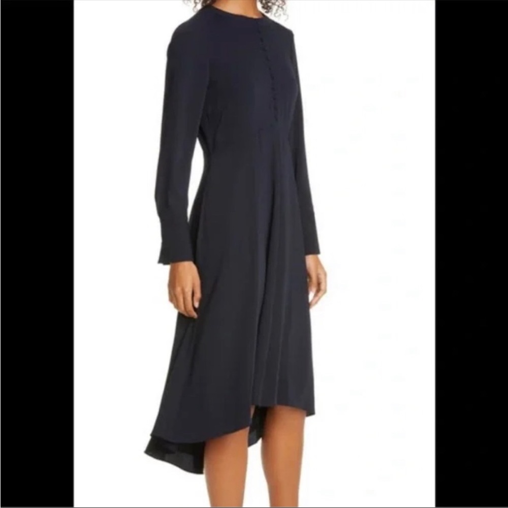 NWT Club Monaco Black Long Sleeve Modest Button MIDI Dress